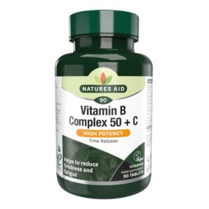 Natures Aid močan B kompleks z Vitaminom C, 90 tablet (postopno sproščanje)