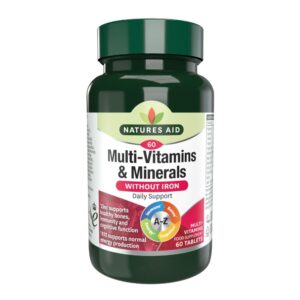 Natures Aid Multivitamini & minerali brez železa, 60 tablet