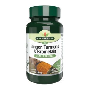 Natures Aid Ingver, kurkuma in bromelain (protivnetna formula), 60 tablet
